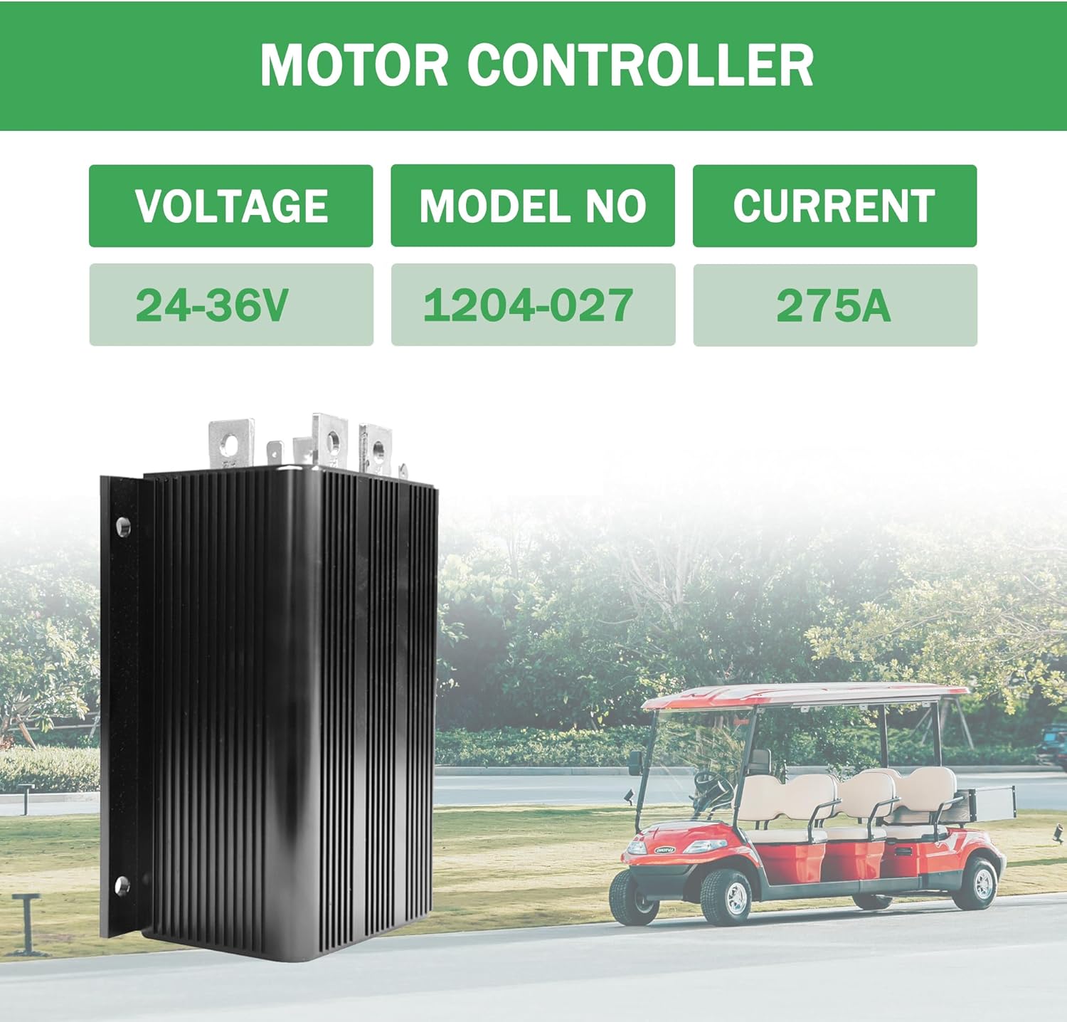 1204-027 Speed Motor Controller 36V 275amp 0-5KΩ Replace Curtis 1204/1204027/1204M-4201/1204-032 DC Series Motor Controller Compatible with EZGO /Club Car Golf Cart