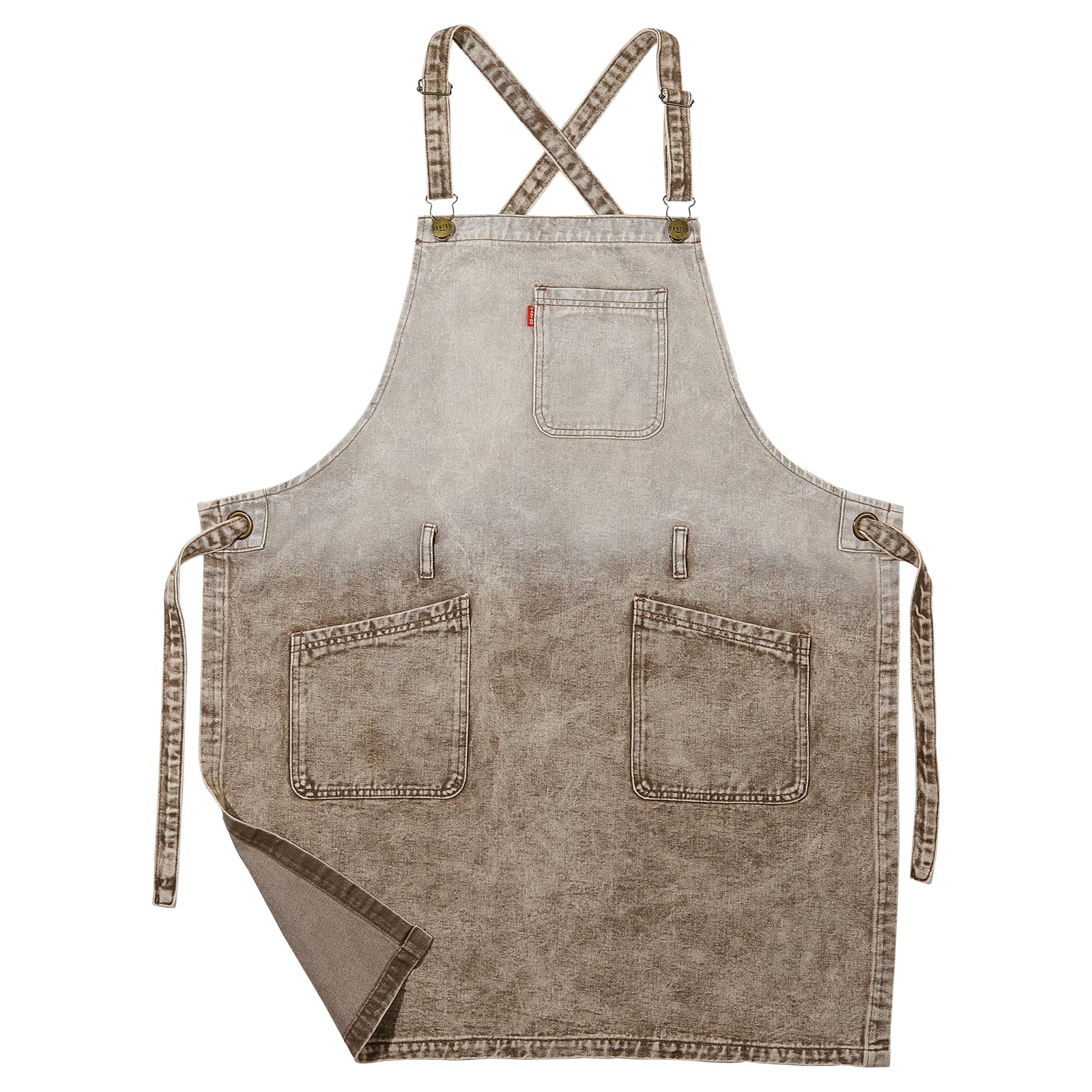VANTOO Denim Chef Apron for Women with Pockets, Jean Waitress Server Kitchen Apron for Men Cooking Gardening Painting