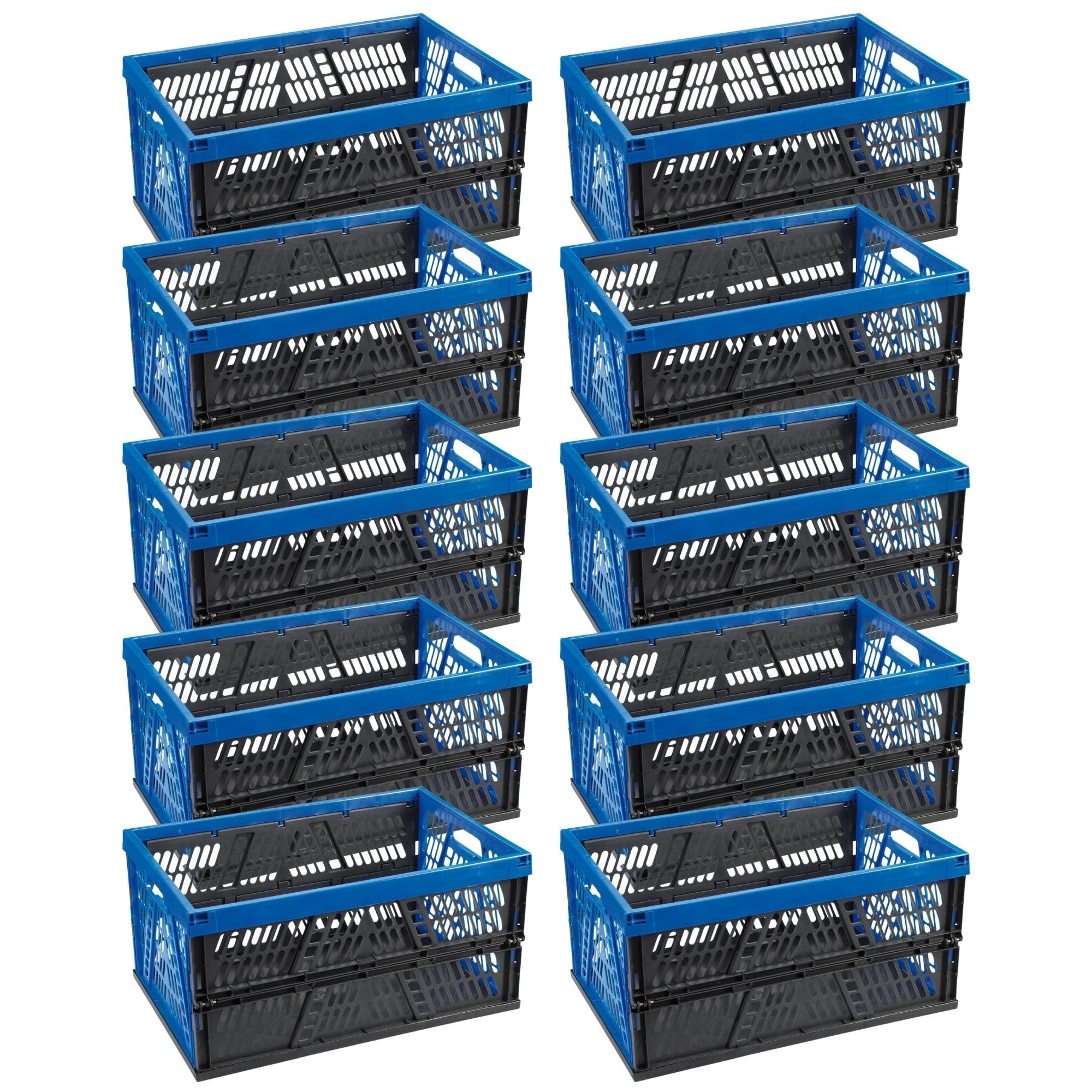 Novaliv Klappbox 45l Blau 10er Set - Faltbare Korbbox mit praktischen Tragegriffen - Vielseitige Aufbewahrungsbox