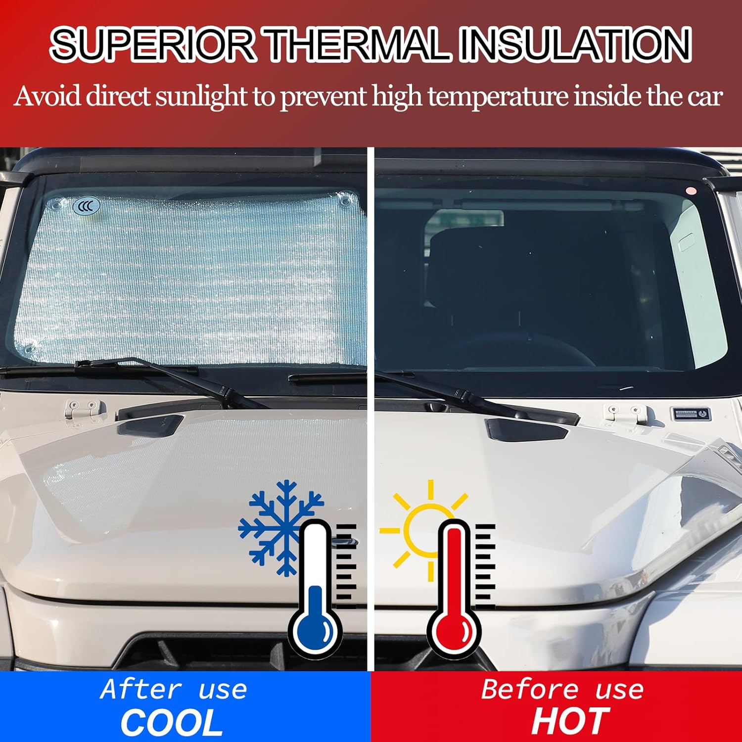 Front Windshield Sun Shade Compatible with Ineos Grenadier 2020-2024 Car Windshield Sun Shade Foldable Sun Shield UV Protection Car Accessories