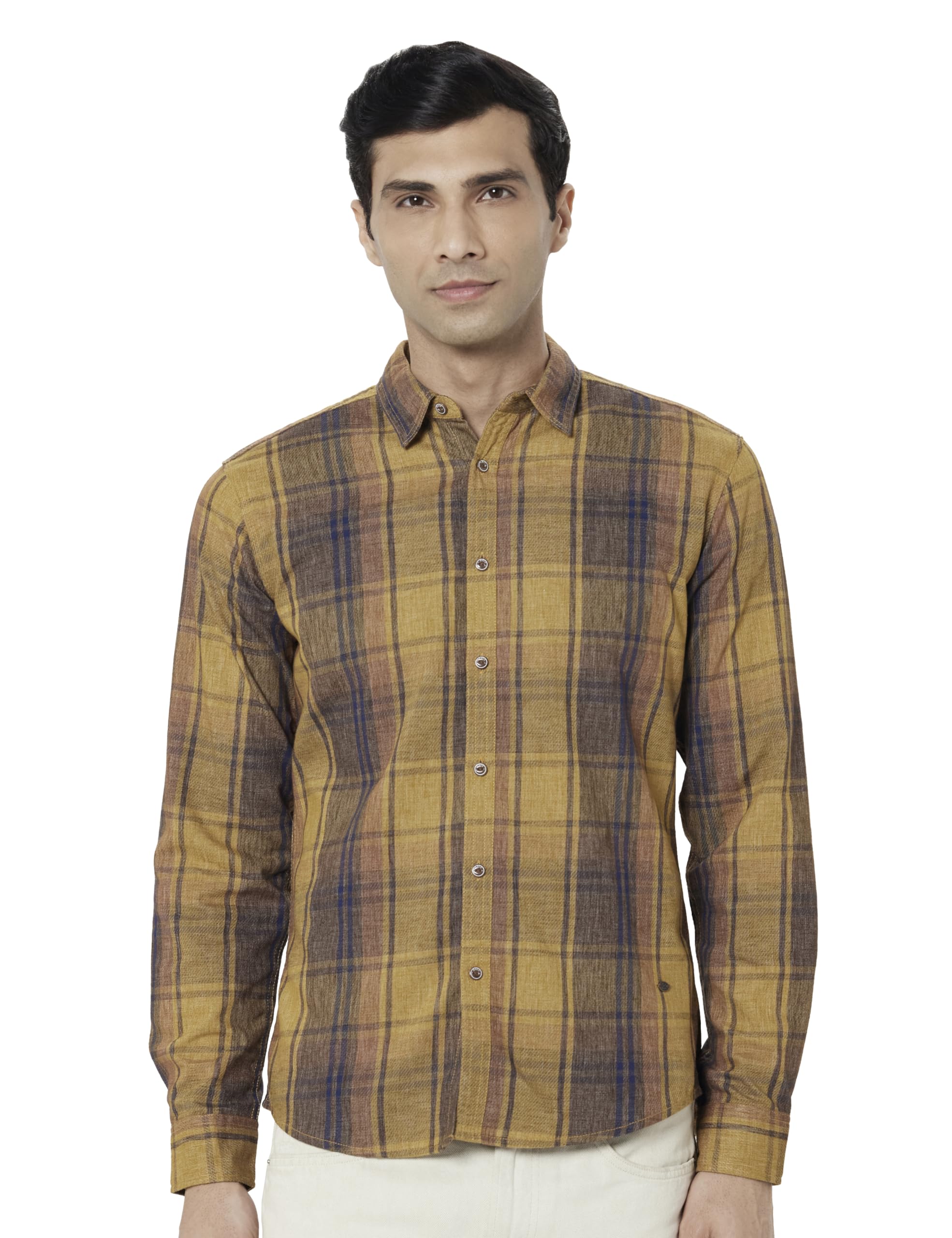 Yellow Check Full Sleeve Shirt