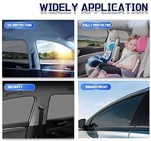 Car Rear Window Screens for Side Windows, 2 Pack Side Window Sun Shades,Stretchy Mosquito Net Cover Fit Cars SUVs - Up to 36.22x55.1