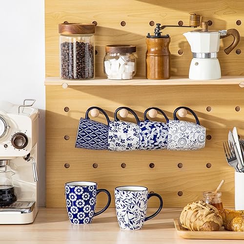 Miniatura 7 de vancasso SELENE - Juego de 6 tazas de café de porcelana de 12 onzas con asa, taza de té de cerámica para capuchino, café con leche, té, cacao,