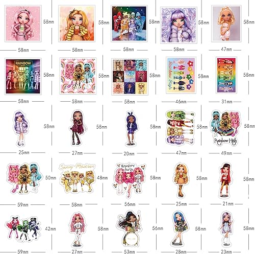 Miniatura 2 de 60 calcomanías de arco iris, lindas calcomanías de vinilo de estética de dibujos animados impermeables para adultos para casco, laptop, botellas de