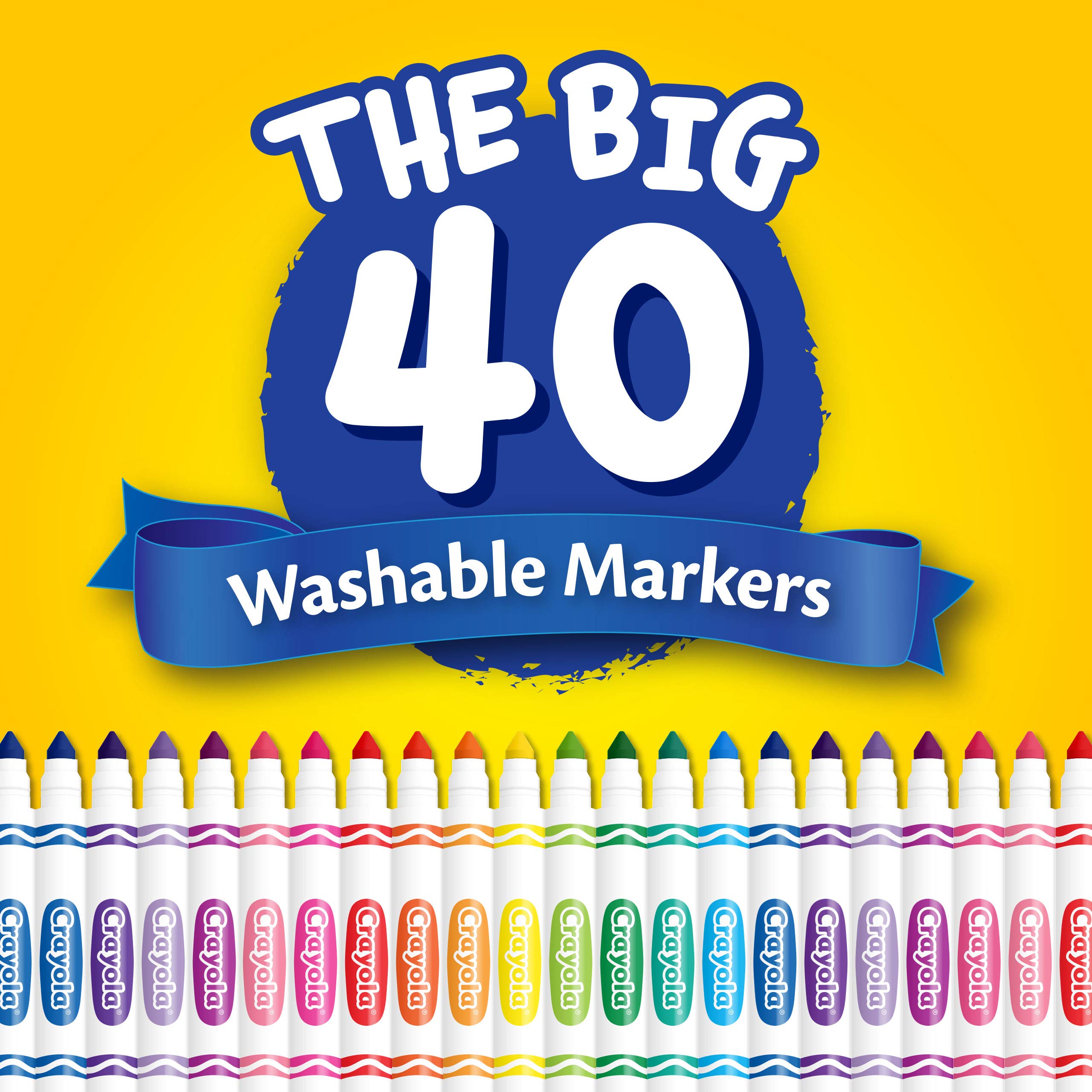 Crayola Ultra Clean Washable Markers, Broad Line Markers, Gifts, 40