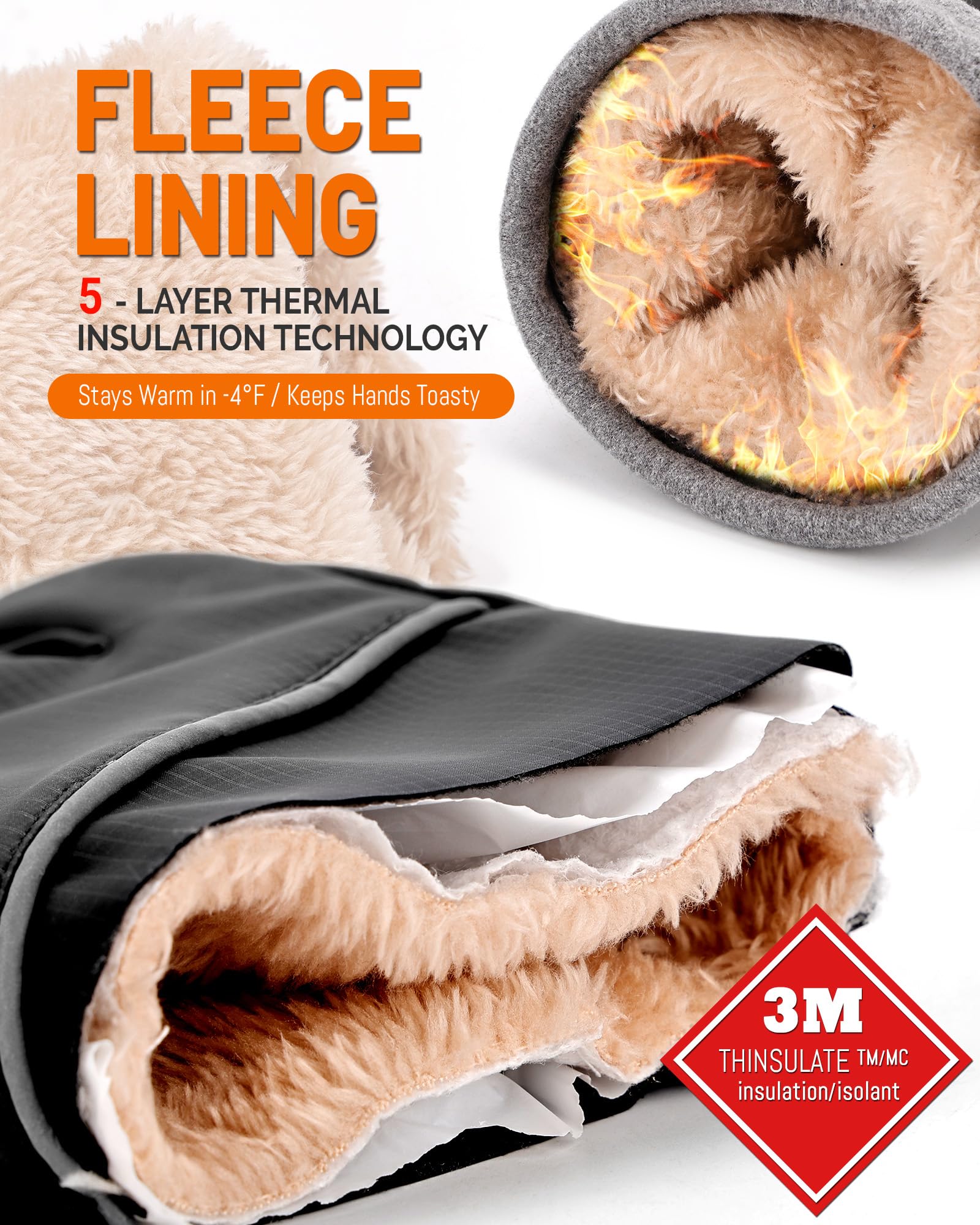 AOPREL Wasserdicht Winterhandschuhe Herren Damen 3M Thinsulate Thermo Handschuhe rutschfest Touchscreen Sporthandschuhe für Skifahren,Radfahren,Schneeschaufeln & Outdoor-Arbeiten