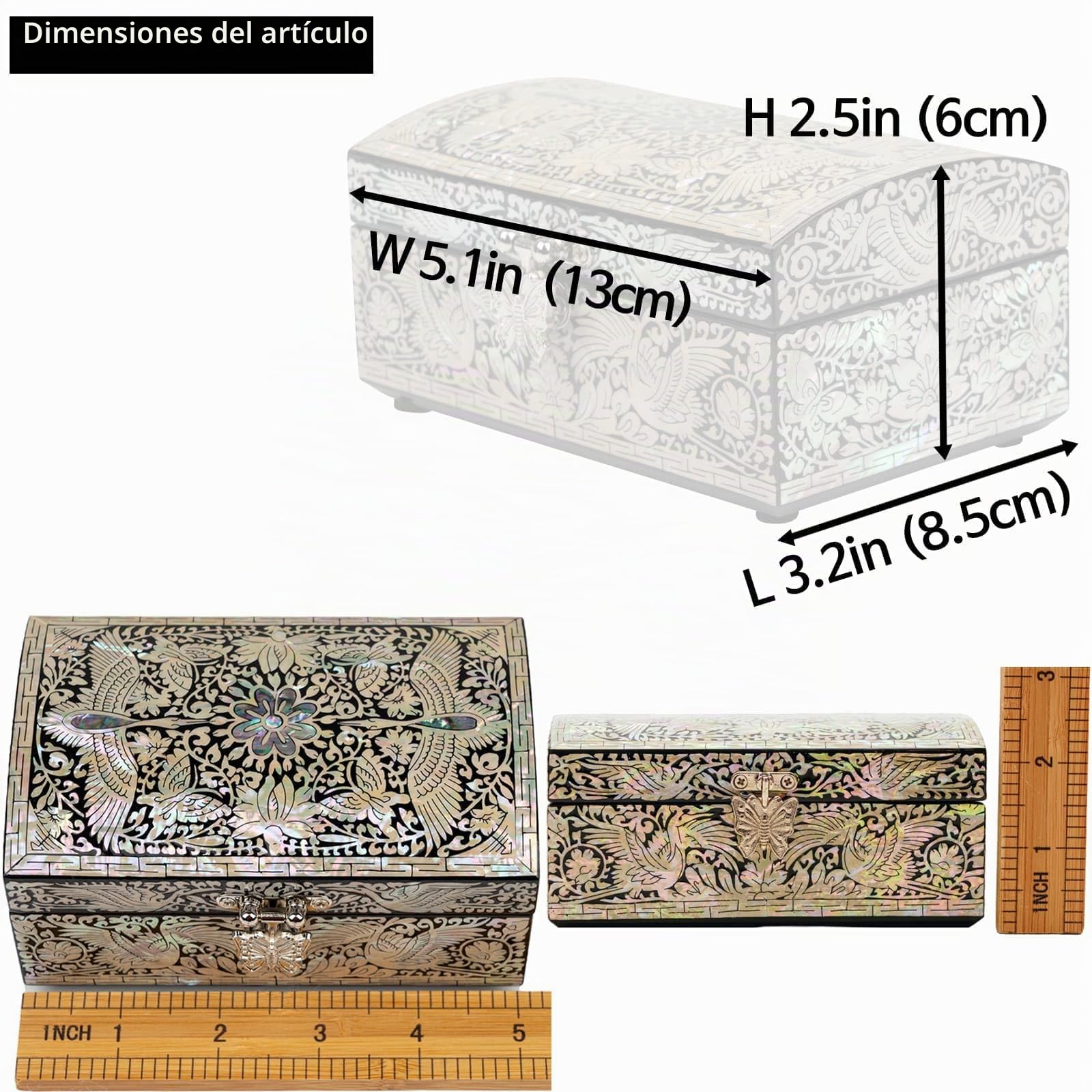 February Mountain Caja de nácar – Caja de abalorios hecha a mano con concha de abulón, regalo para mujeres que lo tienen todo