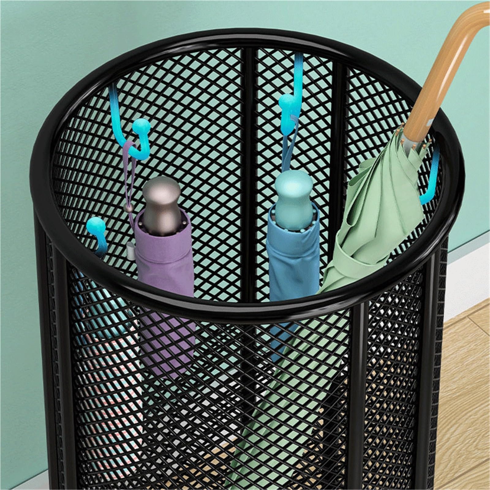 Portaombrelli in ferro battuto design a rete resistente Risparmia spazio