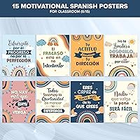Vista 6 de Decorably 15 pósteres motivacionales bohemios de arcoíris en español para aula, 11 x 14 pulgadas, laminados mate, para aula, escuela secundaria