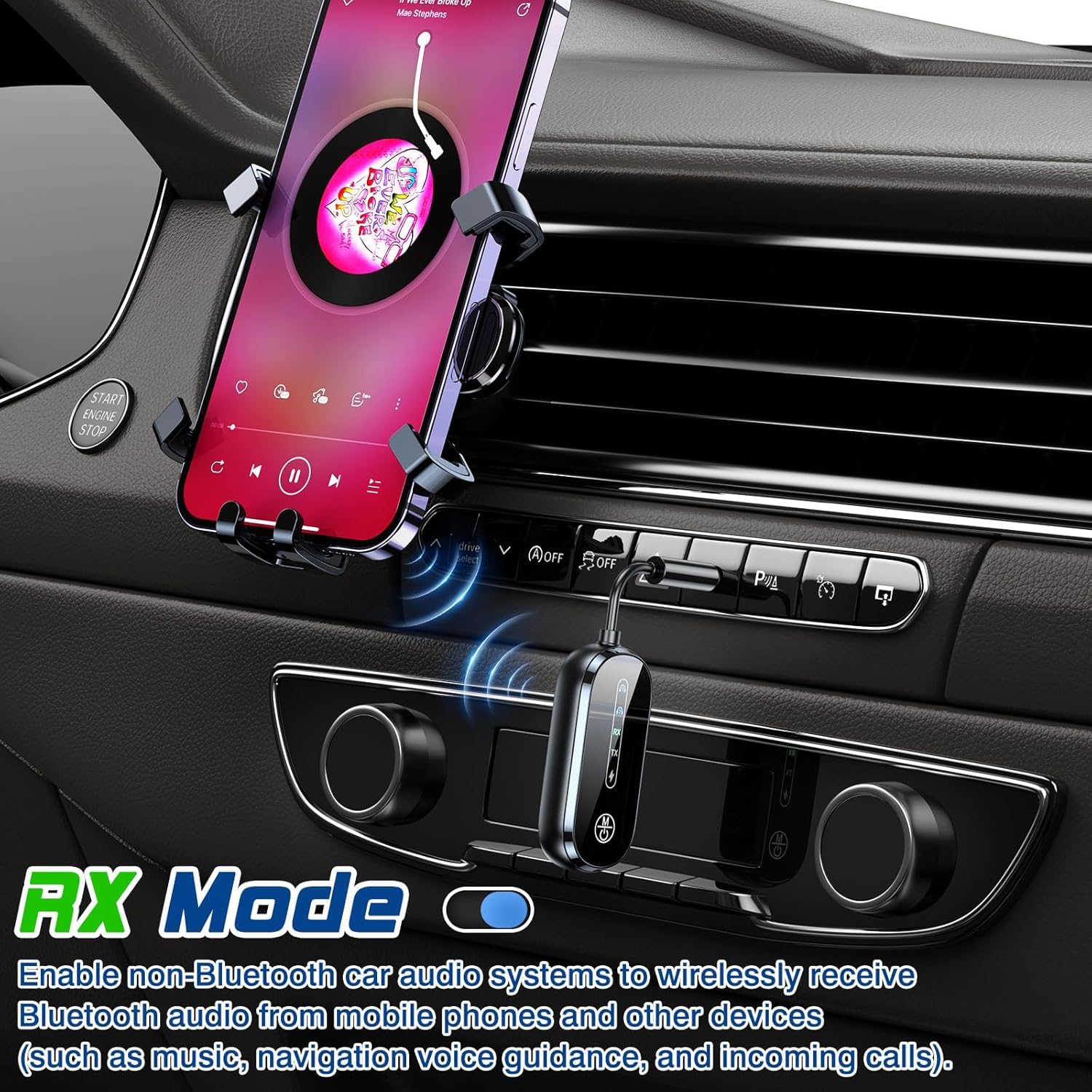 Transmisor Receptor Bluetooth 5.4, Transmisor Bluetooth para TV con AUX de 3,5 mm, 2 en 1 Emisor Receptor Bluetooth, Adaptador Bluetooth para TV para Auriculares Inalámbricos/Teléfono Inteligente