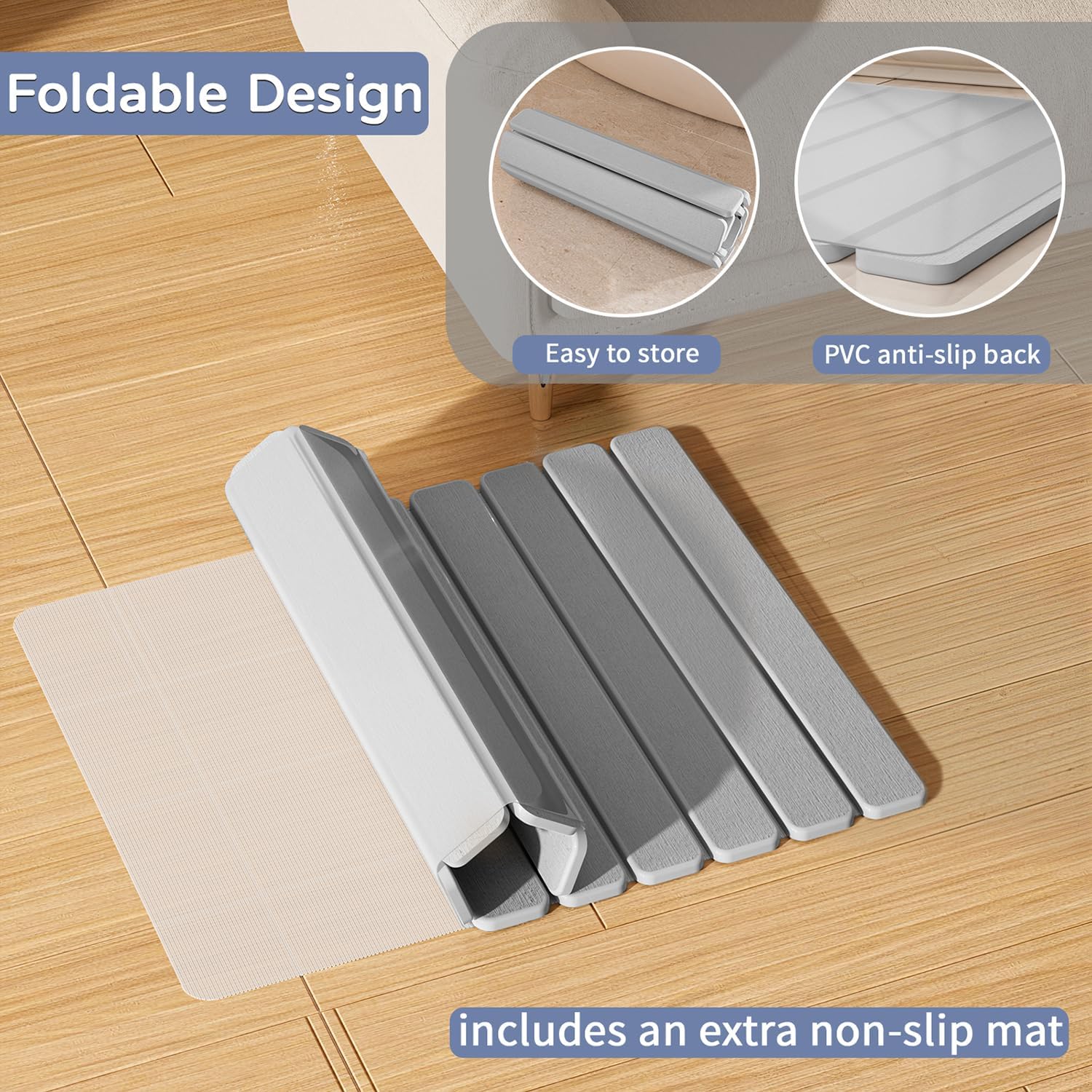 Foldable Stone Bath Mat, Quick Dry Stone Drying Mats for Bathroom, Super Absorbent Rollable Bath Mat, Non Slip, Large Diatomaceous Earth Dish Drying Mats for Kitchen Counter, 23.5 x 15.4in - Image 5