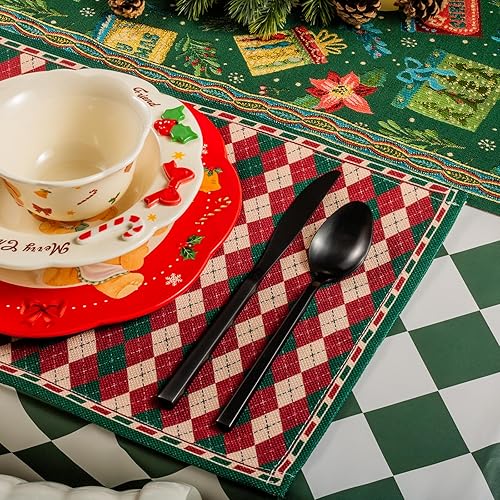 Miniatura 2 de Alata Cube Black - Juego de cubiertos forjados de acero inoxidable de 20 piezas, servicio para 4 personas, acabado satinado mate, apto para