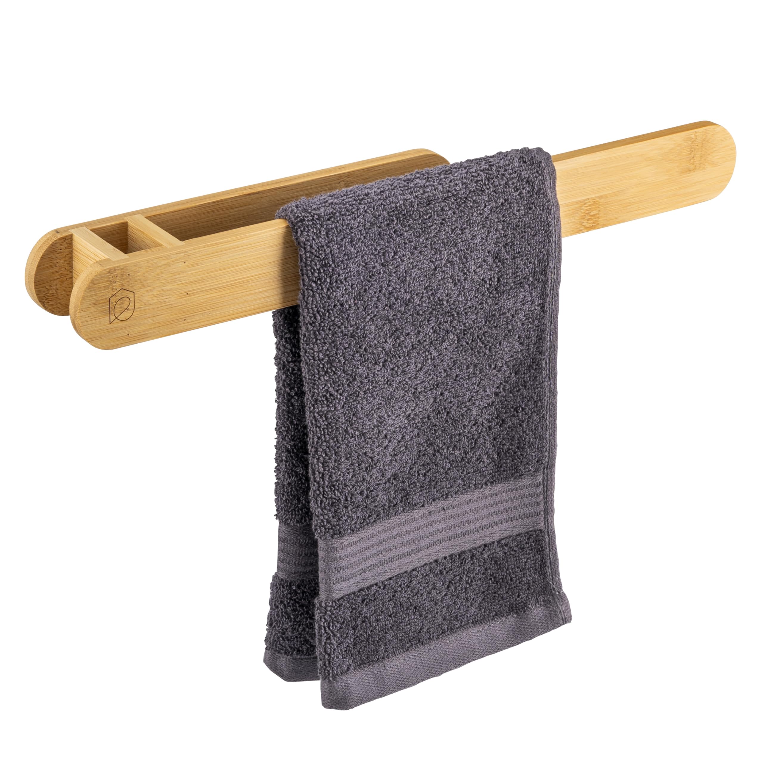 eluno Bamboo Towel Rail in Natural Design, Towel Rail Ideal for Kitchen and Bathroom, Suitable for Towels, Guest Towels and Kitchen Towels, for Gluing with 3M Adhesive or for Drilling