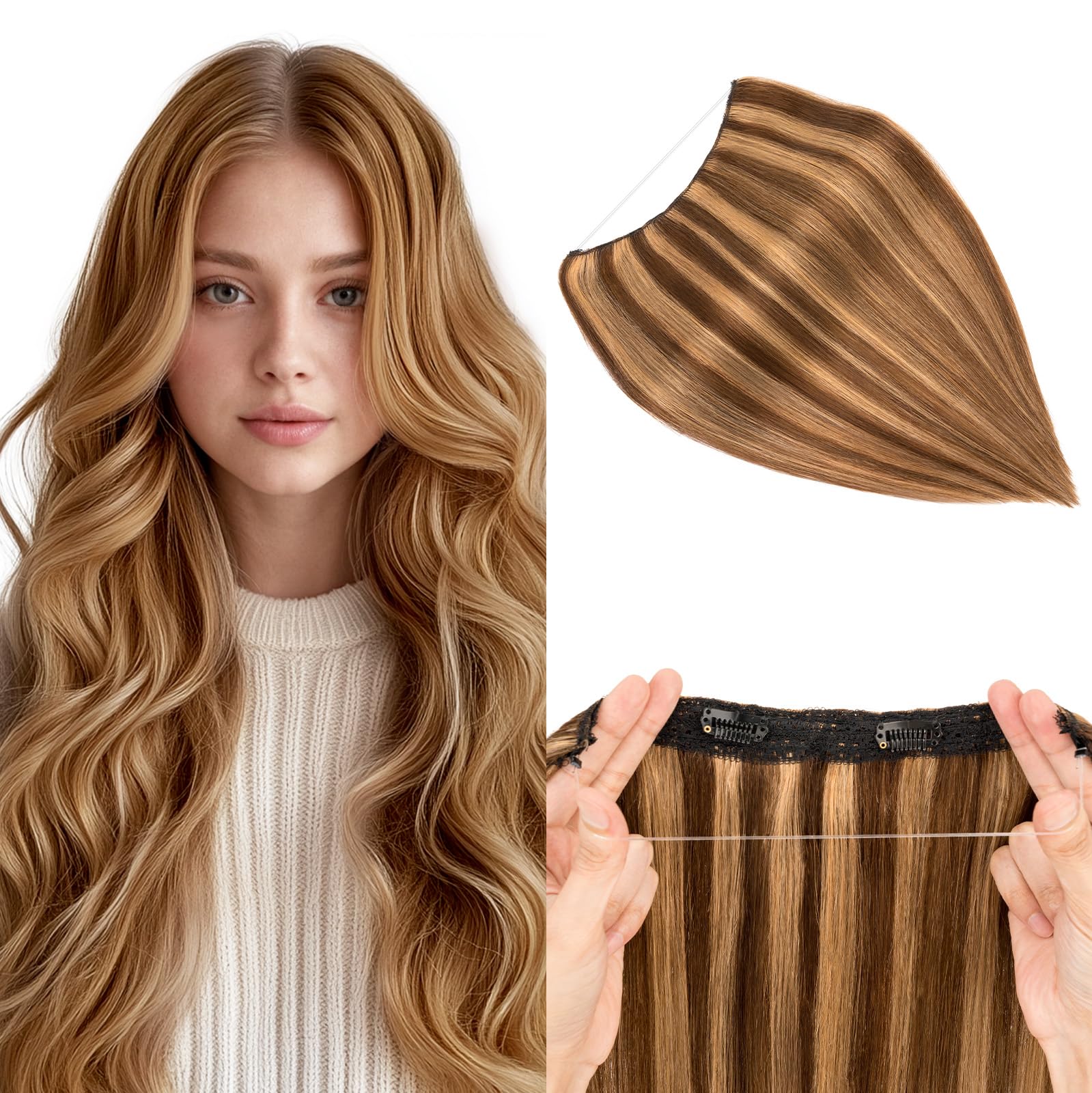 Amazon.com : Halo Hair Extensions Real Human Hair, MY-LADY  display picture 2