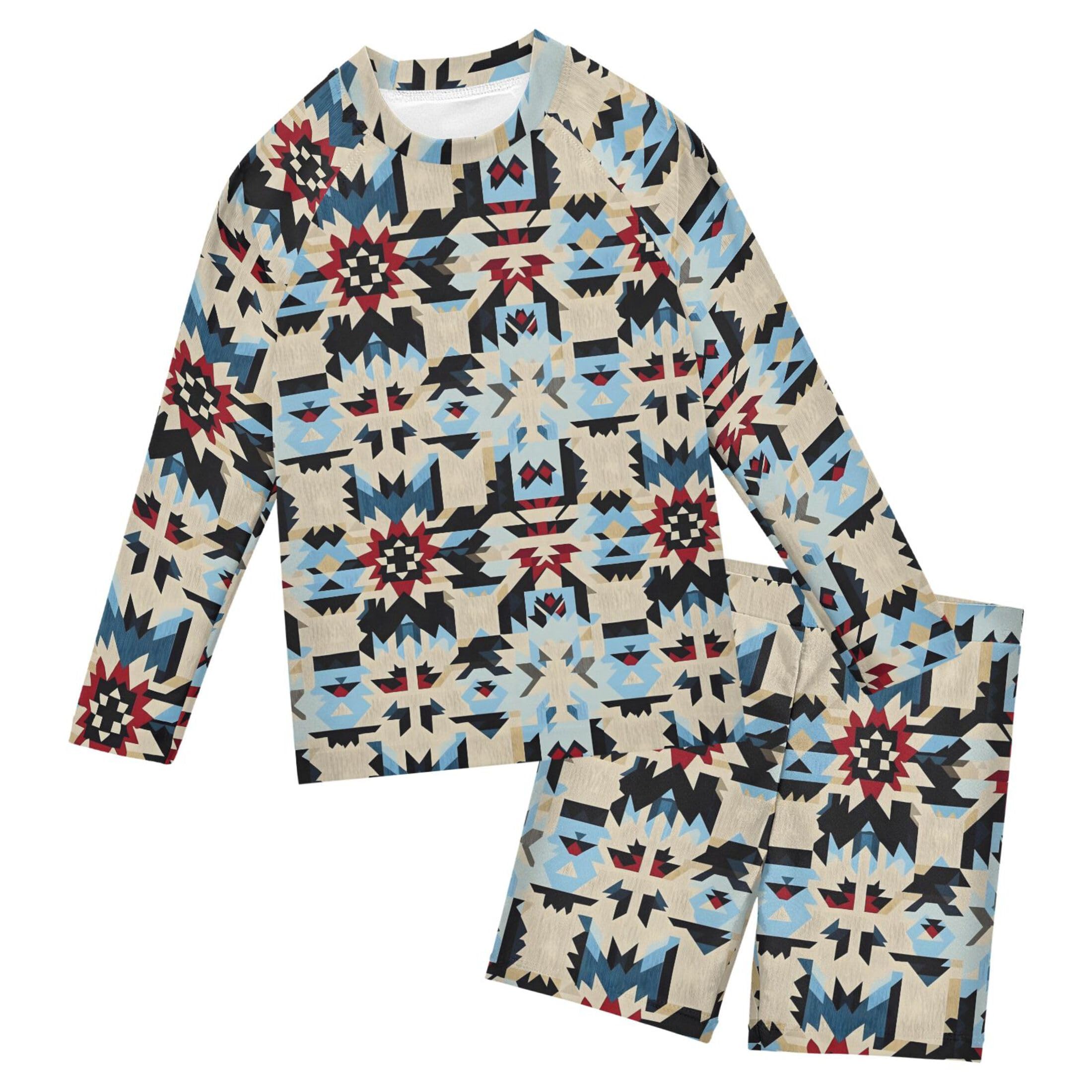 Carnival Geometric Figure Baby Boys' Toddler Long Sleeved Rashguard Swim Bathing Suit Set B0403533