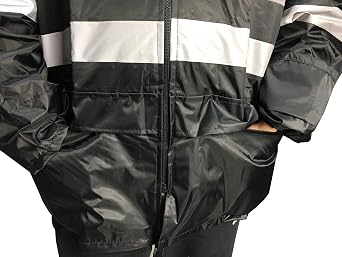 Flycam Rain Suit with Hood Waterproof Motorcycle Outdoor Reflective Raincoat Over Suit with 5 CM Reflective Strip