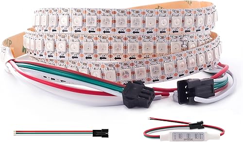WS2812B Tira de LED RGB, tira LED direccionable individualmente, efectos de persecución color de ensueño 5050SMD 3.2 pies 144 LED Pixel tira de luz
