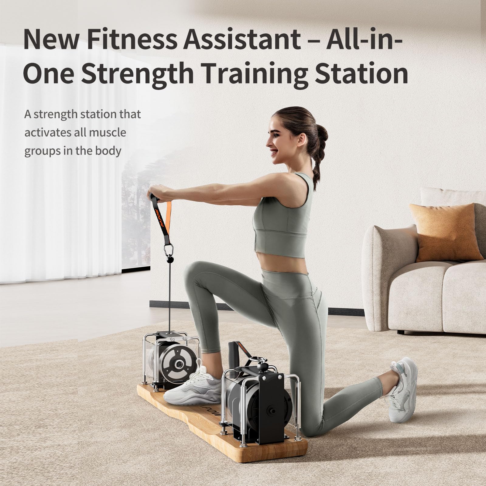 Dispositivo de Fitness portátil – Sistema de Entrenamiento de Fuerza Todo en uno con Resistencia Ajustable (7-17 kg), 4 Modos, Entrenamiento de Cuerpo Completo, diseño Compacto para hogar y Viajes