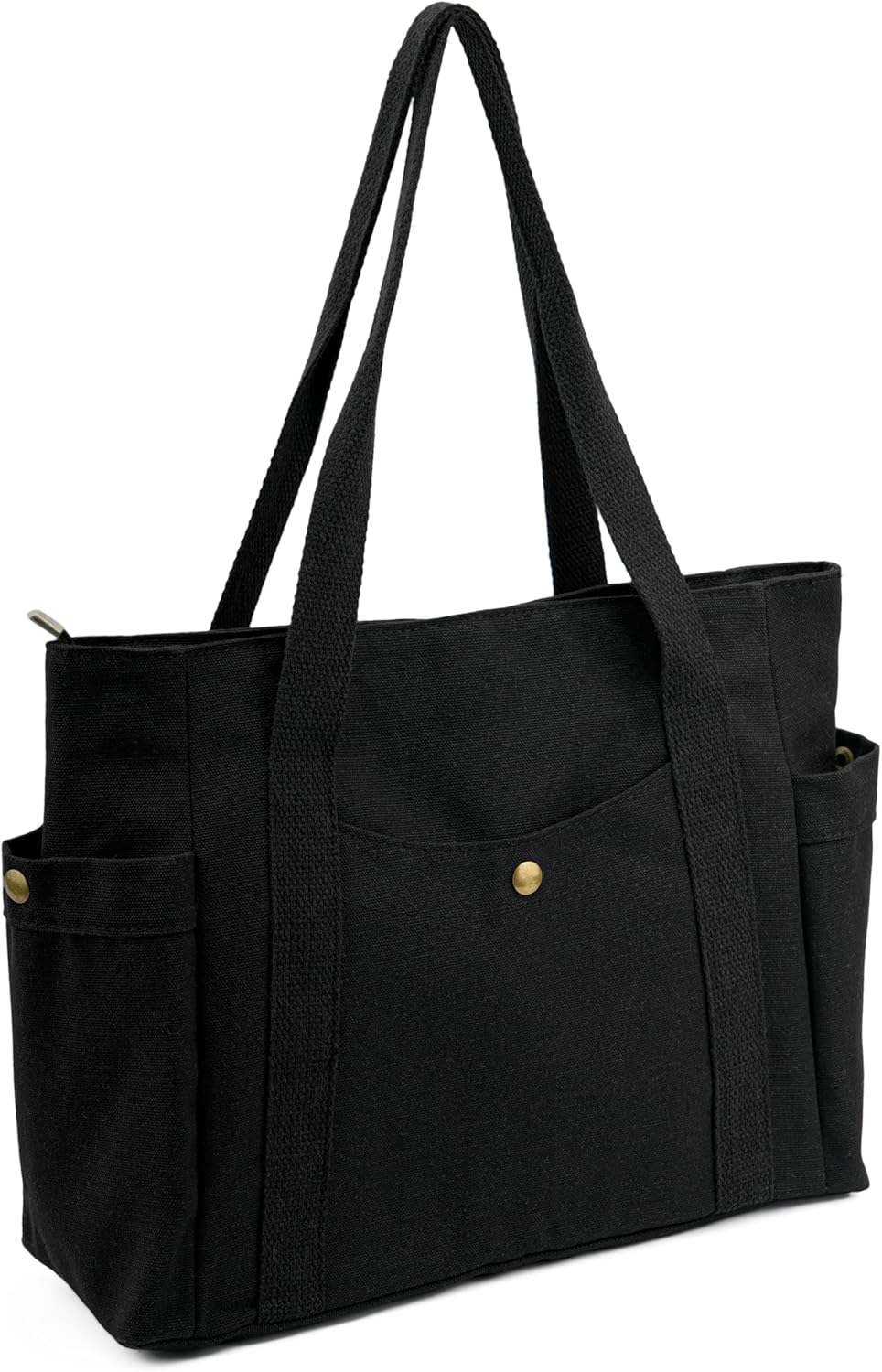 REDSINDA Canvas Tote Bag with Zipper, Multiple Pockets for Daily Essentials, Travel, Work