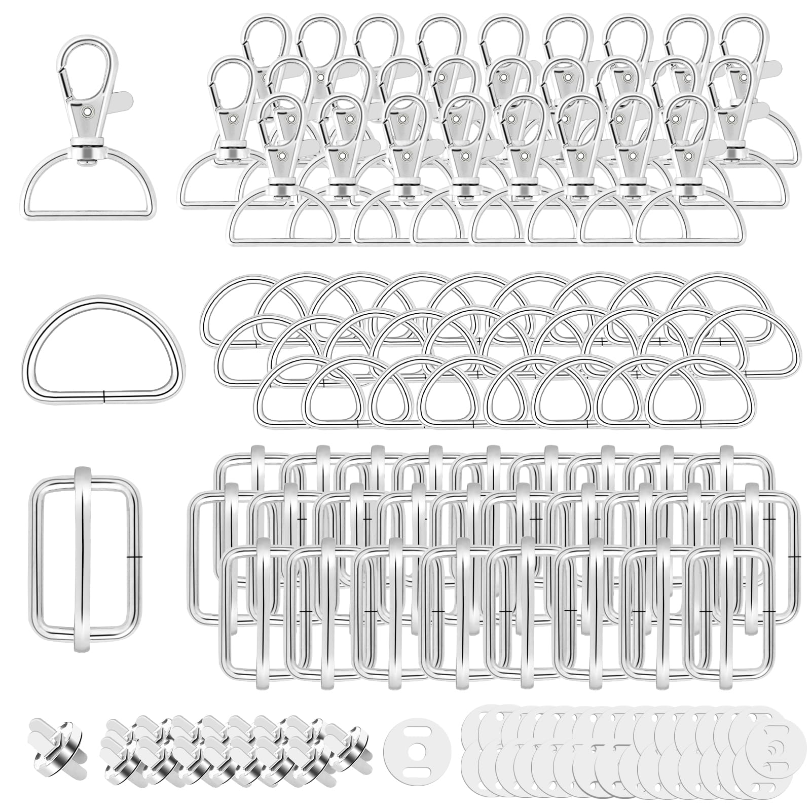 Draaibare karabijnhaak set 38mm - 24-delige set met metalen haakjes