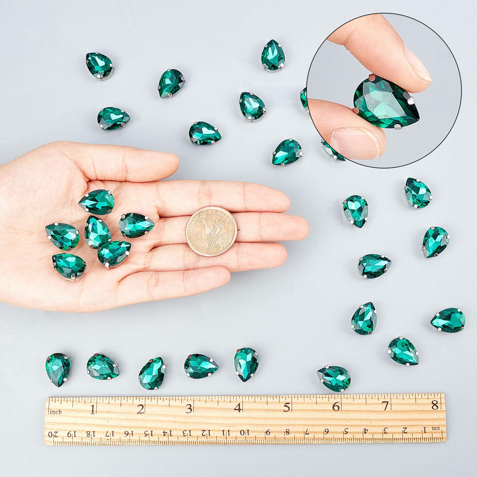 20 Cabochons En Forme De Goutte D'Eau Acrylique - Strass à Facettes Sans Trou, Rouge 30x20 Mm, Pour Bijoux, Déco - 9