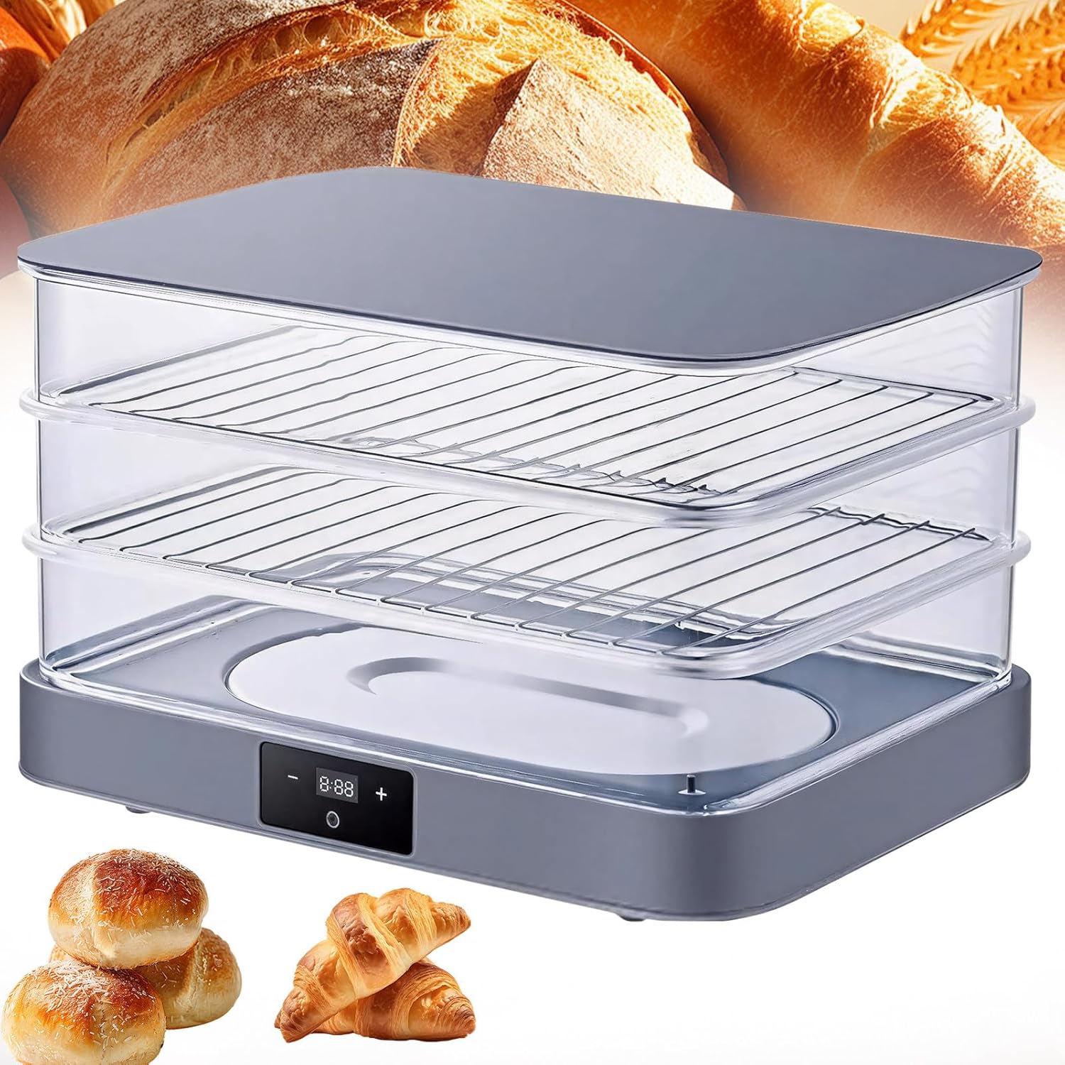 Bread Proofer & Sourdough Proofing Box - Temperature Control 20-45°C, Auto Humidity 85%, 1min-24h Timer, Ideal for Home & Professional Baking