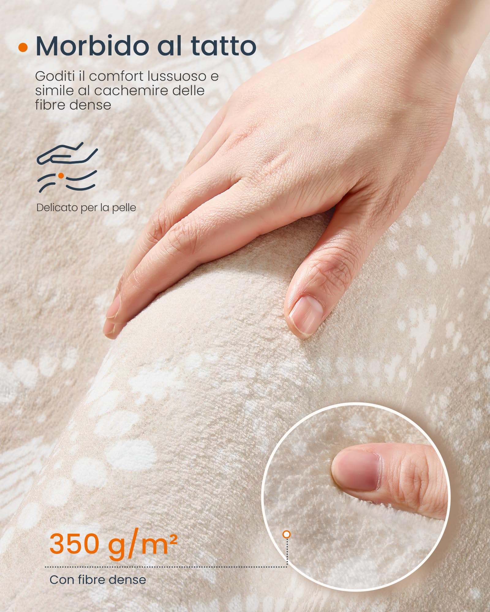 SONGMICS HOME Tappeto per Soggiorno, 200 x 290 cm Tappeto Salotto Antiscivolo, per Soggiorno Camera da Letto Cameretta, Lavabile in Lavatrice, Stile Boho, Beige Cappuccino TAR214L01
