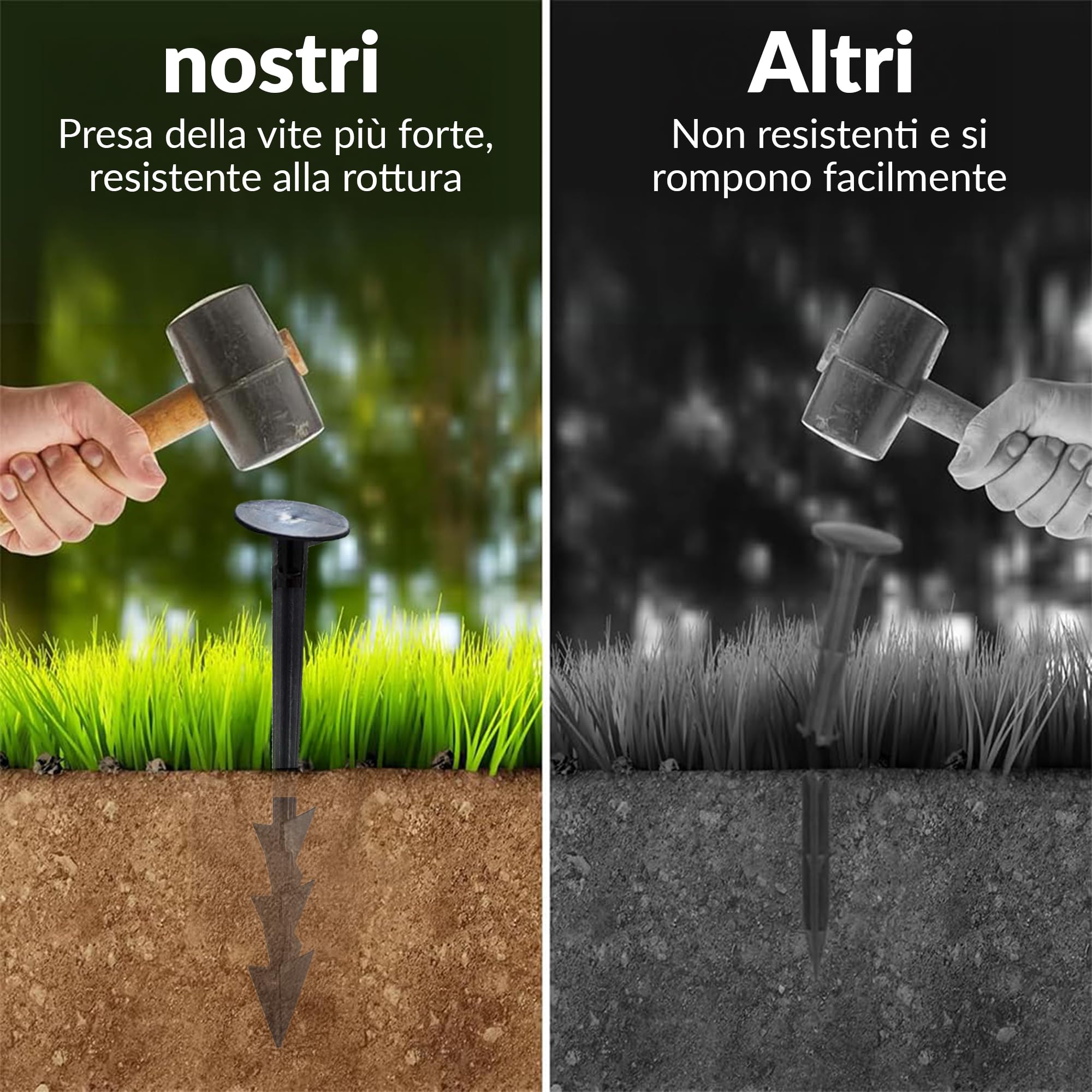 GARDENIX 40 pezzi TerraPEG XL, ancoraggio da per giardino per tessuto, estremamente stabile ancoraggio per fissaggio sicuro in terreni sabbiosi e duri