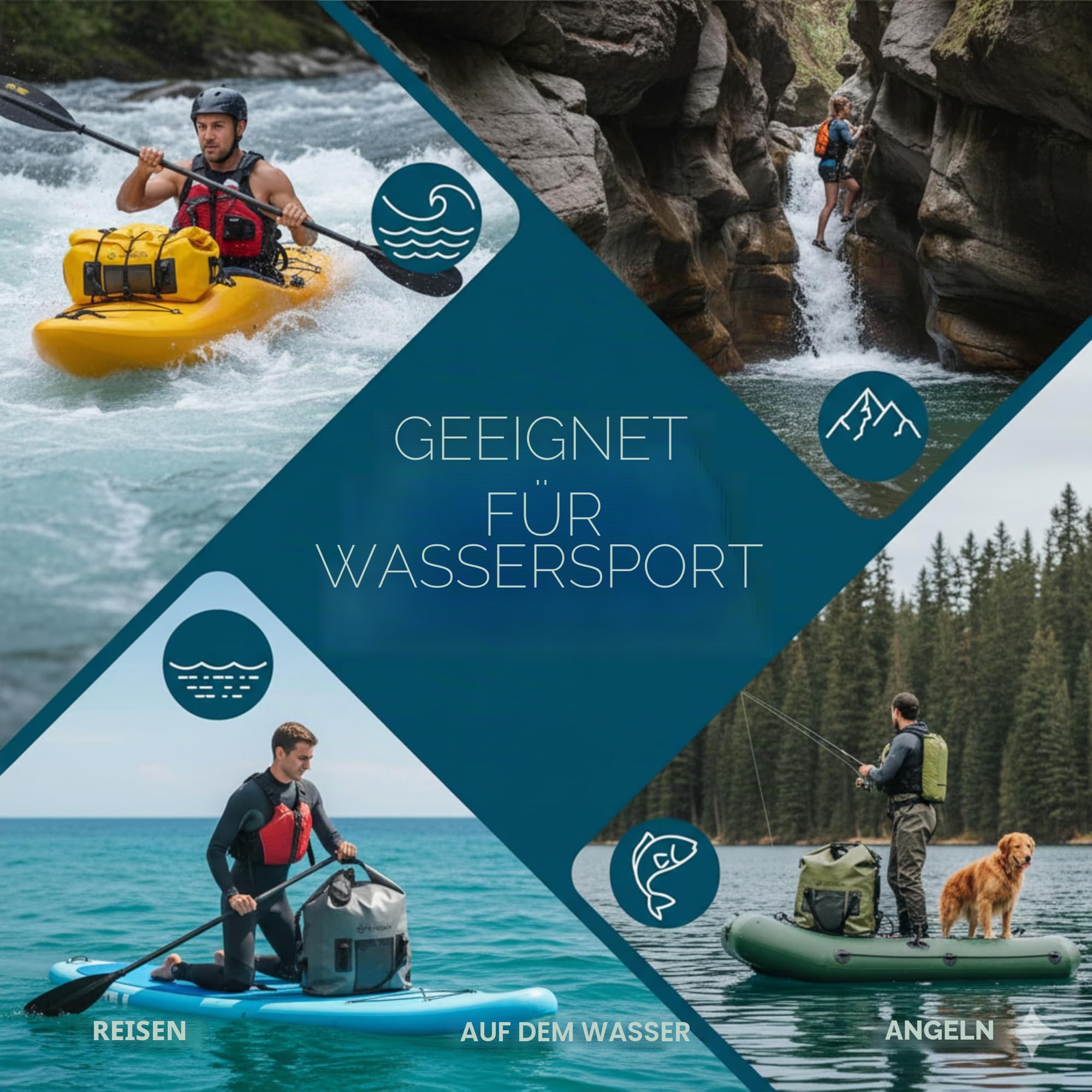 Earth Pak Wasserfeste Reisetasche- Hochwertige Duffel Bag Größen 50L / 70L - Ideal als Reisetasche, Segeltasche, Fitnesstasche oder Expeditionstasche