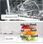 VERONES 10 Pack Glass Meal Prep Containers, Airtight & Stackable Glass Food Storage Containers Set with Lids,Exclusive of BPA,for Microwave, Oven, Freezer & Dishwasher,Grey