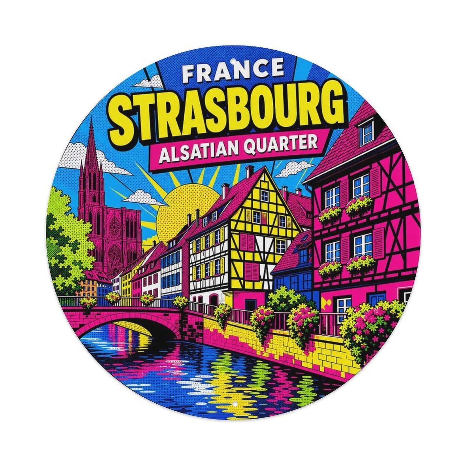 Este 8X8inch Style Strasbourg Alsatian Quarter European Pop Style Journey Metal Tin Sign