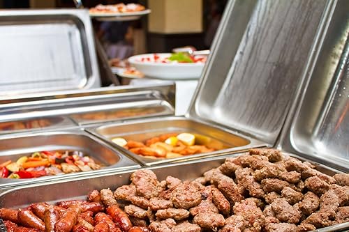 Miniatura 5 de Tiger Chef 8 cuartos de galón, Chafer Tamaño Completo Acero Inoxidable 2 charolas de medio tamaño y Carcasa de tacto frío de plástico., Plateado