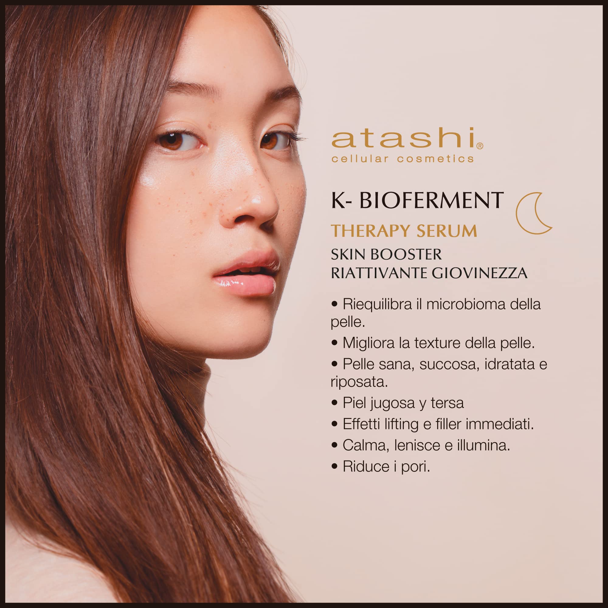 Atashi K-Bioferment | Therapy Luxury Serum Skin Booster | Serum aktywujące dla młodzieży | Rewitalizujące i regenerujące serum do twarzy przeciwstarzeniowe | Skóra wrażliwa i zestresowana | 30 ml
