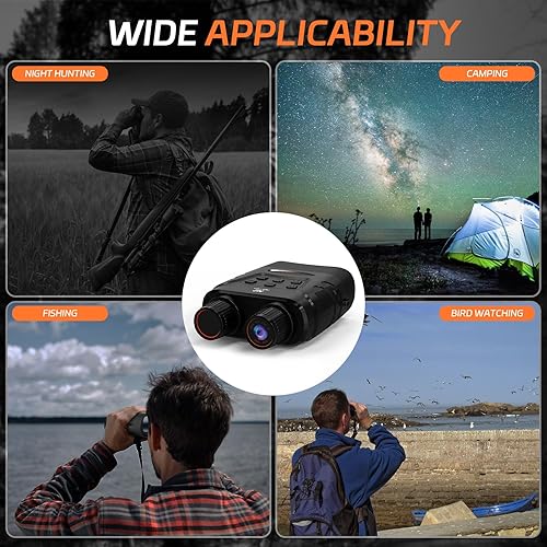 Miniatura 7 de Gafas de visión nocturna, prismáticos de visión nocturna infrarroja para adultos, pantalla de 2.4 pulgadas, visión nocturna de caza con tarjeta TF