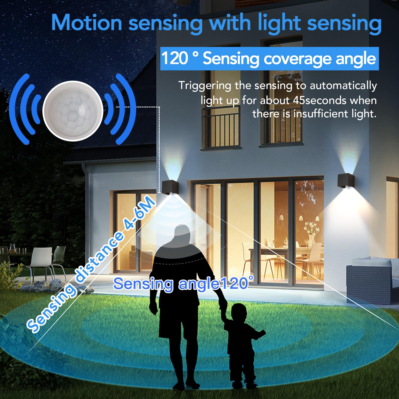 FUPE 2 Piezas LED 15W Aplique de Pared Exterior Interior Luz Ajustable de 3 Colores IP65 Impermeable Lámparas de Pared Apliques de exterior cuadrada de aluminio Ángulo de luz ajustable 11CM Antracita — view 33