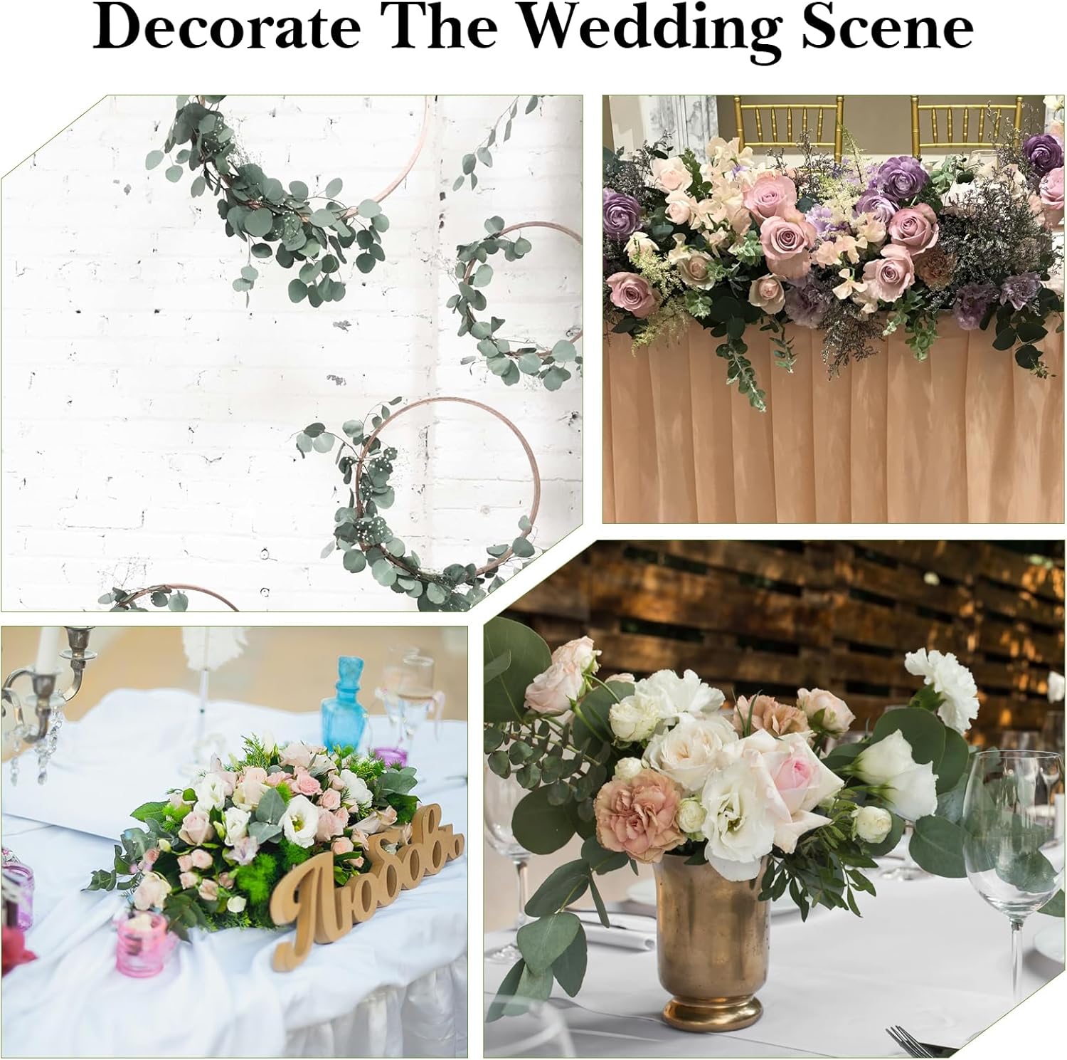 100PCS 7 Kinds Wedding Bouquet Artificial Eucalyptus Stems with Faux Baby Breath Flowers Fake Greenery Branches and Faux Eucalyptus Stems for DIY Floral Arrangement Vase Centerpieces Home Decor - Image 6