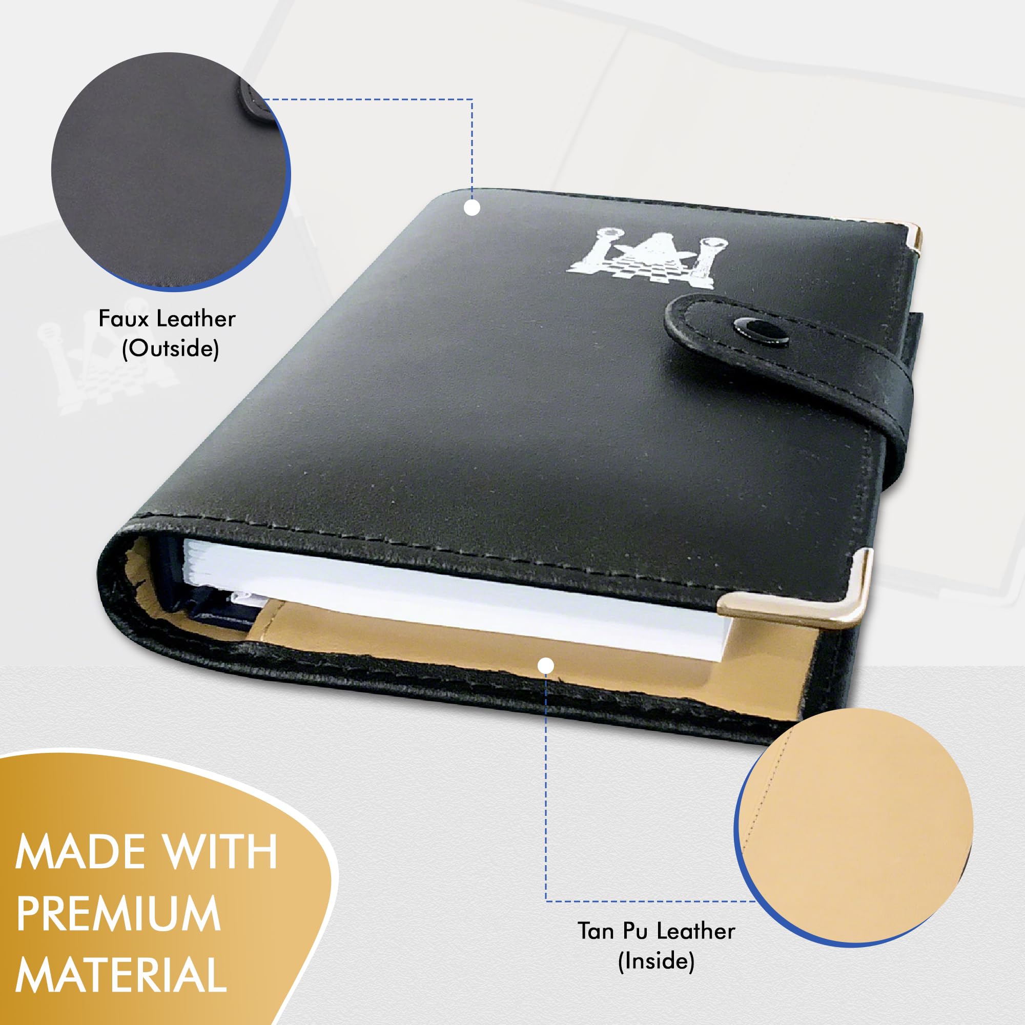 THE MASONIC COLLECTION - Rituel d'émulation 13e édition avec couverture de livre – Livré en grand imprimé – Cuir synthétique et marron clair – Carré et boussole – Un cadeau idéal pour les hommes