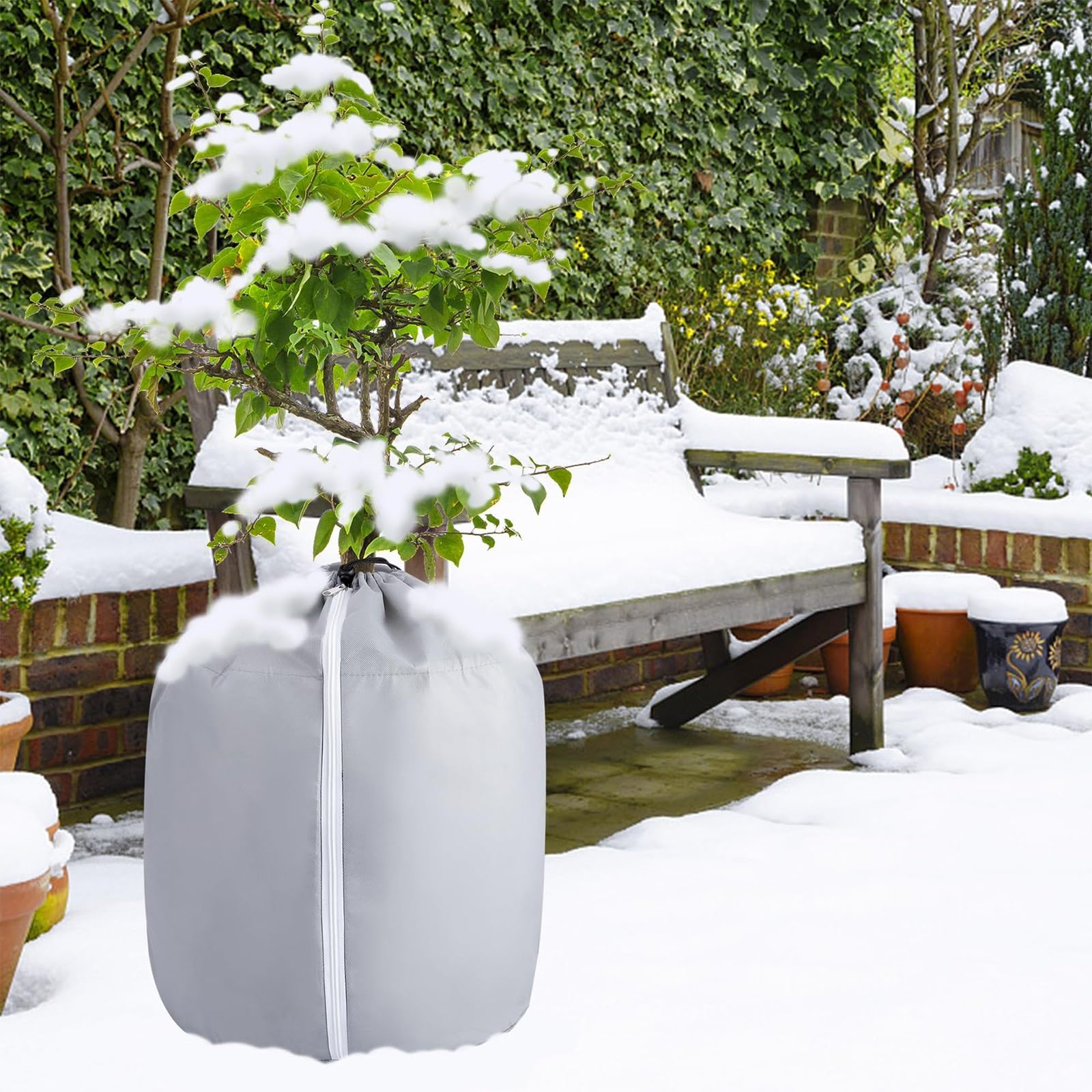 Cubiertas para plantas resistentes a las heladas para invierno, lámina de aluminio impermeable con cordón y cremallera, protección reutilizable para plantas al aire libre, paquete de 4 (45 x 70 cm)