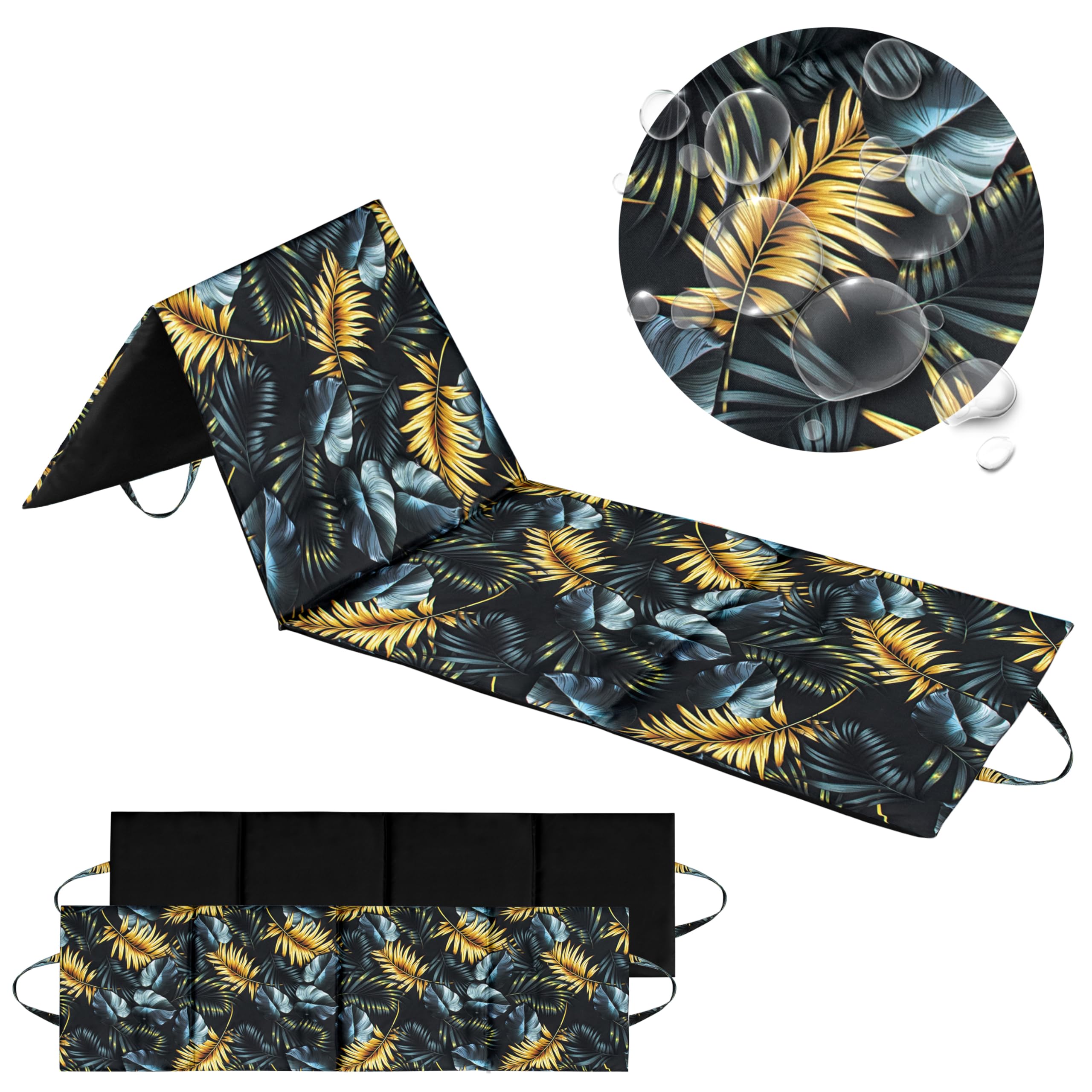 XXL Strandmatte - 180x50x2 cm - Dicke & Faltbare Strandliege für Steinstrand & Sand - Wasserdicht, Groß, Robust & Bequem - Perfekt für Outdoor & Reisen - Blue Passion