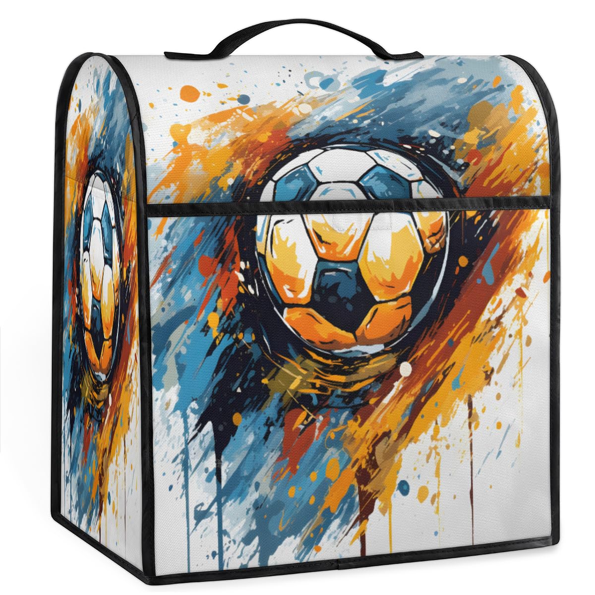 Coffee Maker Cover Watercolor Graffiti Soccer Kitchen Appliance Covers Small Appliance Covers Blender Cover Juicer Cover Dust Covers for Kitchen Appliances with Top Handle and Pockets,Washable,B537