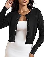 LETDIOSTO Women's Cropped Cardigan Bolero Shrug - Soft Button Down Long Sleeve Knit Sweater for Dresses & Jeans, XS-XL