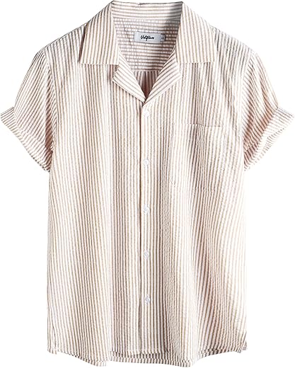 VATPAVE Mens Striped Summer Shirt Casual Button Down Short Sleeve Beach Shirts...