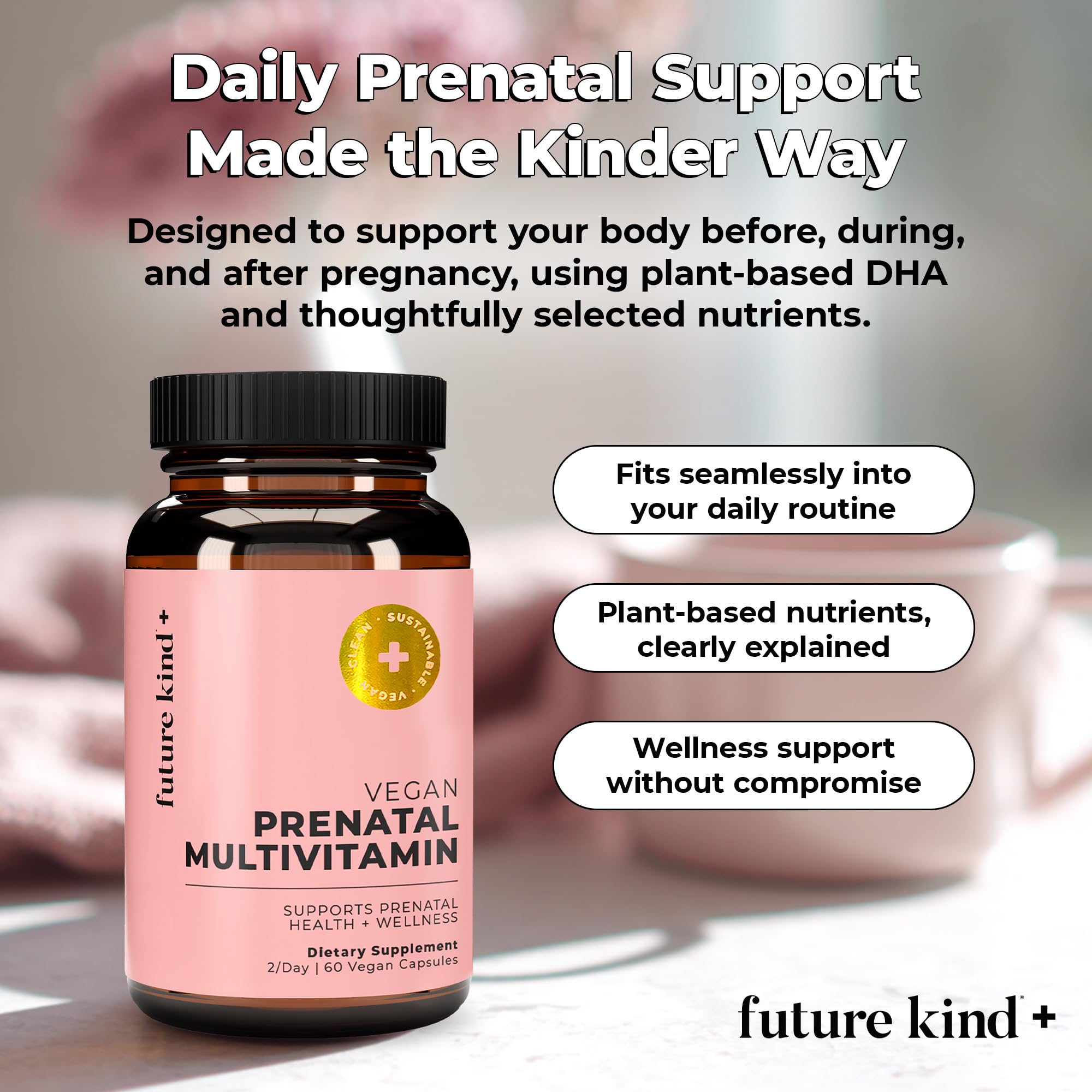 Future Kind Prenatal Vitamin with DHA & Folate, Pregnancy & Lactation, 60ct — Amazon image 2