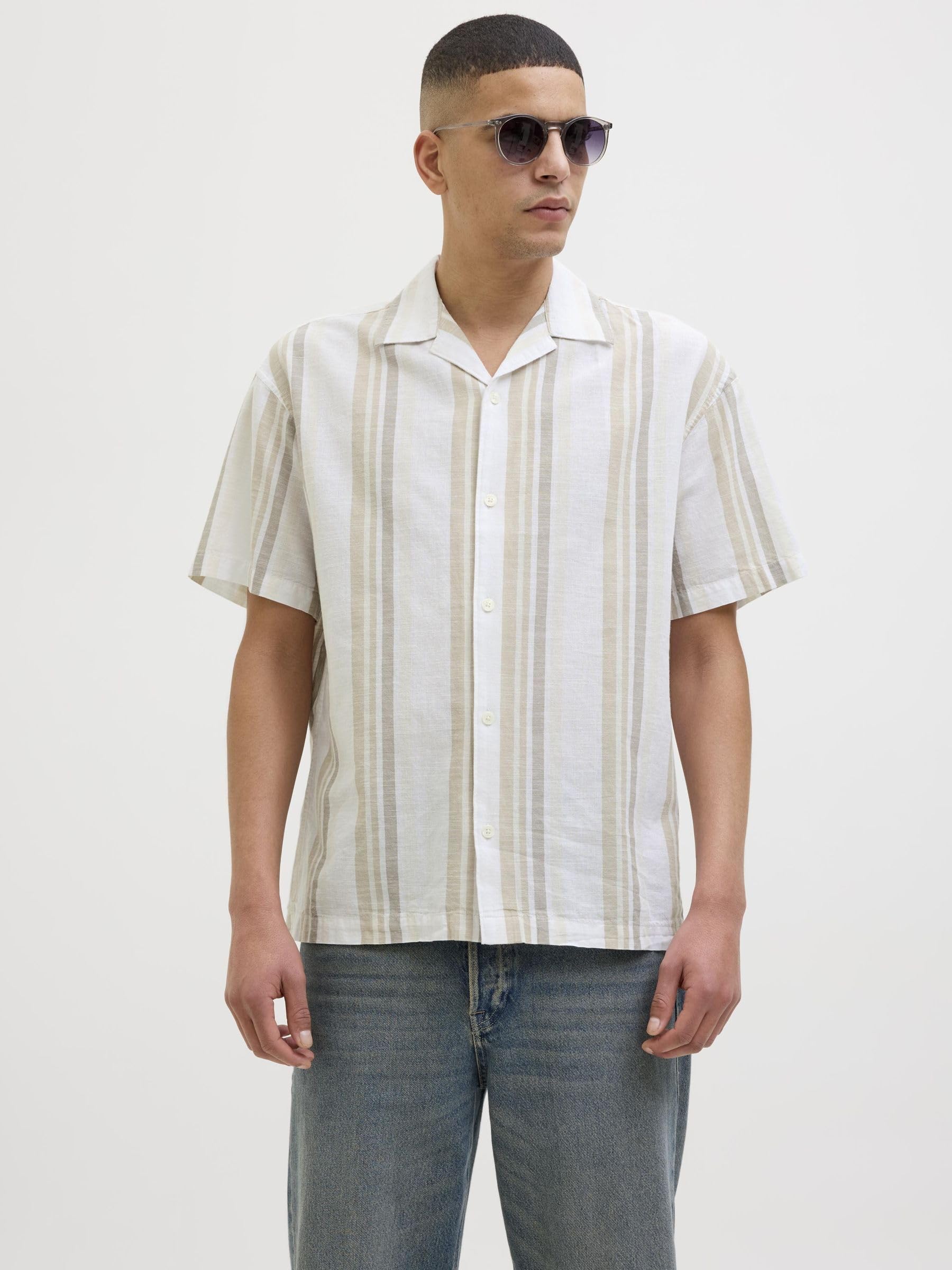 JACK & JONES Jprccsummer Stripe Resort S/S Shirt Sn Jprccsummer Stripe Resort S/S Shirt Sn Hombre (Pack de 1)