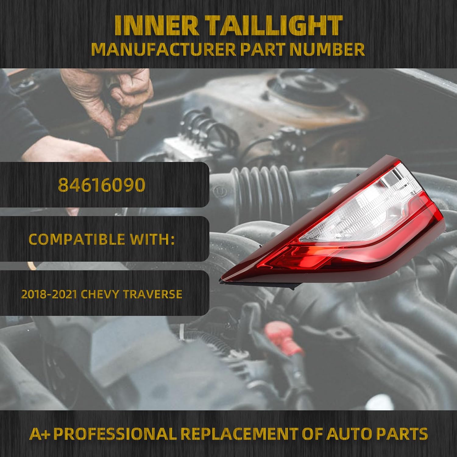 Dasbecan LED Inner Tail Light Assembly Compatible with 2018-2021 Chevy Traverse Rear Brake Lamp Right Passenger Side Replace 85164975 84835392 RH