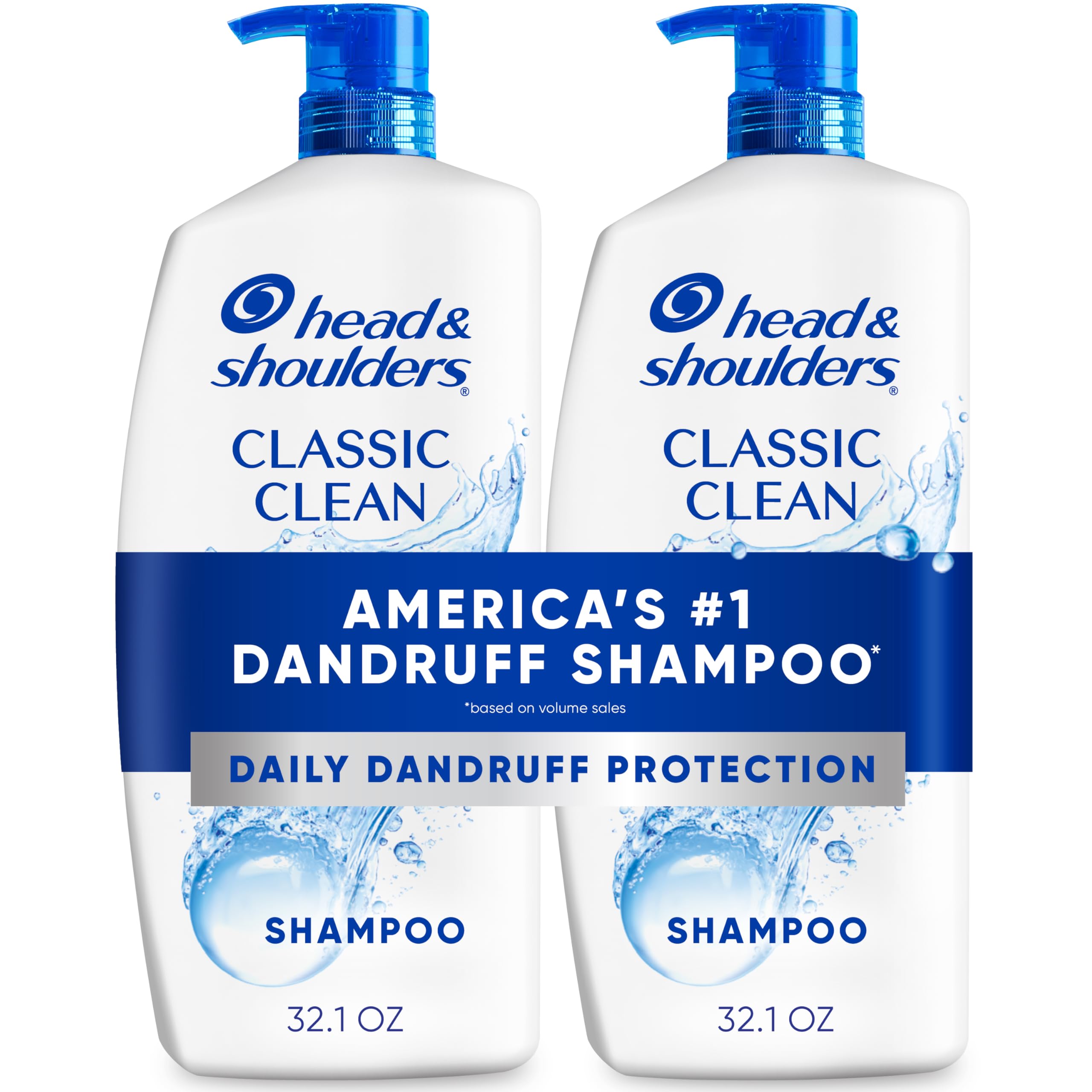 Head & Shoulders Dandruff Shampoo, Classic Clean, Twin Pack, Anti-Dandruff Daily Use, Paraben-Free, Color-Safe, 32.1 Fl Oz Each (Set of 2)