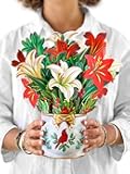 Freshcut Paper Pop Up Cards, Winter Joy, 12 Inch Life Sized Forever Flower Bouquet 3D Popup Greeting Card, Christmas Cards, Holiday Card, Blank Notecard & Envelope