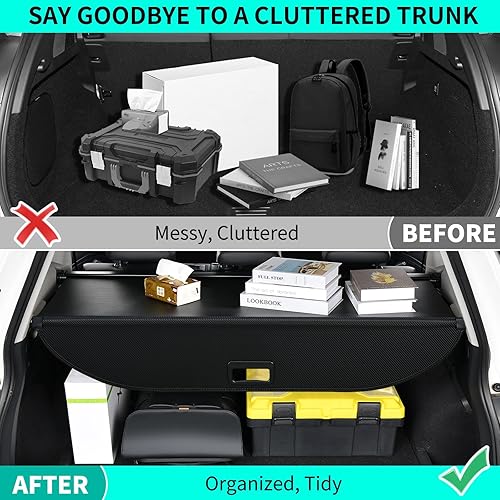 Miniatura 3 de Tecoom Cubierta de carga de coche para Toyota RAV4 2013 2014 2015 2016 2017 2018 accesorios, cubierta retráctil para maletero compatible con RAV4