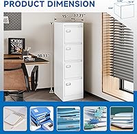 Vista 15 de Archivador vertical de 2 cajones con cerradura de metal, archivador vertical de metal, para oficina y hogar, archivadores verticales de acero