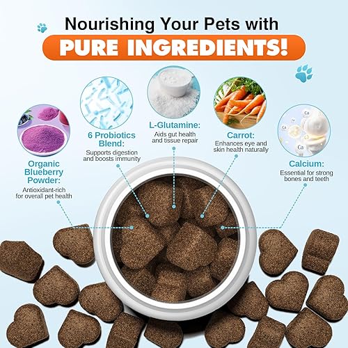 Miniatura 3 de NBJU Probióticos para perros, probióticos masticables para gatos que apoyan la salud intestinal, la salud inmunológica, la diarrea, la salud